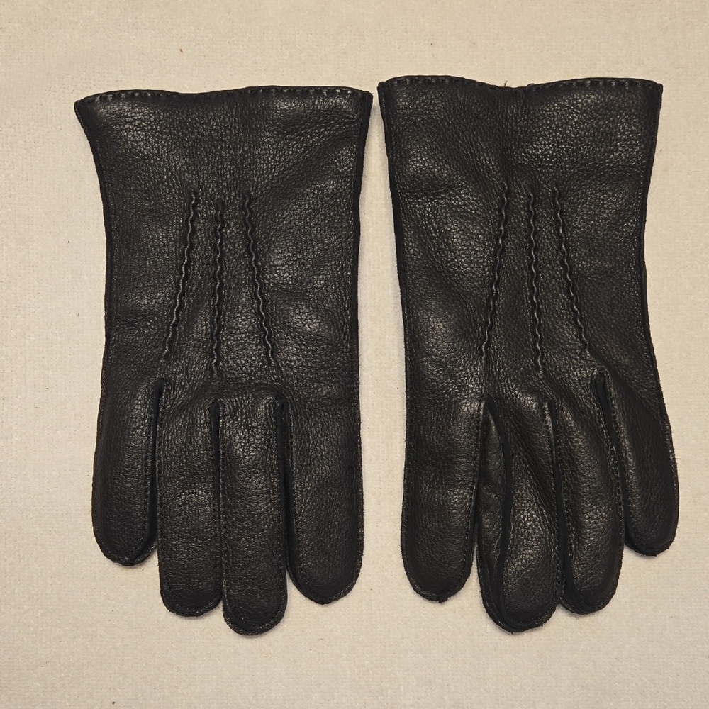 🖤 Classic Pebbled Black Leather Gloves | Cashmere & Wool Lined